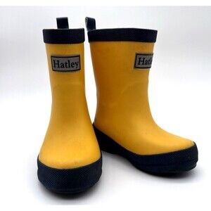Hatley Kids Yellow Blue Matte Rubber Rain Boots Mud Boots — Size 6 Toddler
